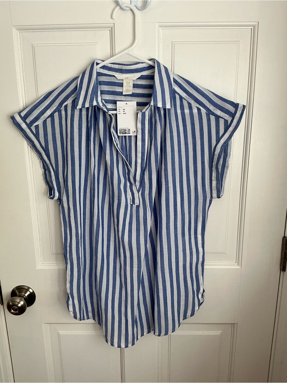 H&M lightweight gauze Stripe Short Sleeve top